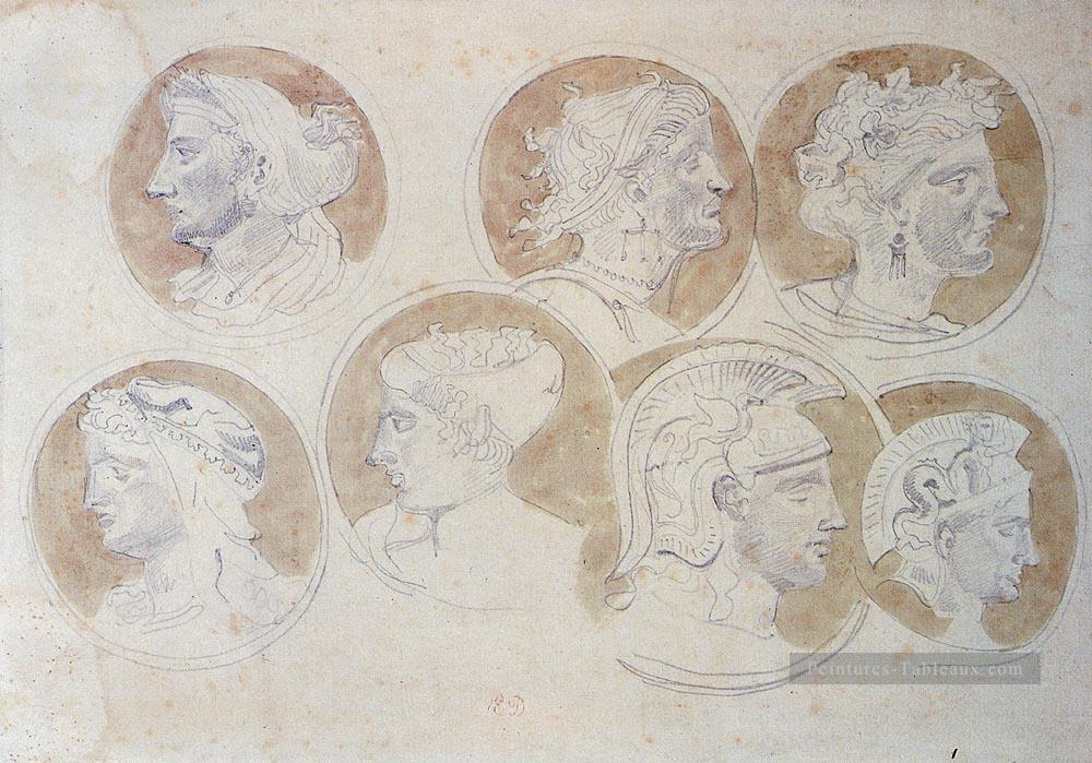 Etudes des médaillons d’époque romantique Eugène Delacroix Peintures à l'huile